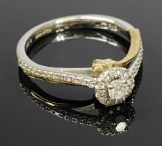 ENCHANTED DISNEY 9CT GOLD DIAMOND SET RING, 41 diamonds, 2 yellow gold shooting star mounts, white