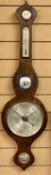 19TH CENTURY ROSEWOOD WHEEL BAROMETER, with humidity gauge, thermometer, convex mirror and level,