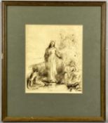 GEORGE RICHMOND RA (British 1809-1896) pen / sepia wash - Jesus and Disciples in the Garden of