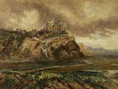 JOHN LLOYD BOND (British fl.1868) watercolour - extensive landscape with castle on hill, signed