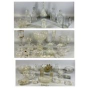 COLLECTION OF CUT GLASSWARE, including four square decanters with stoppers, 25cms (h), a conical