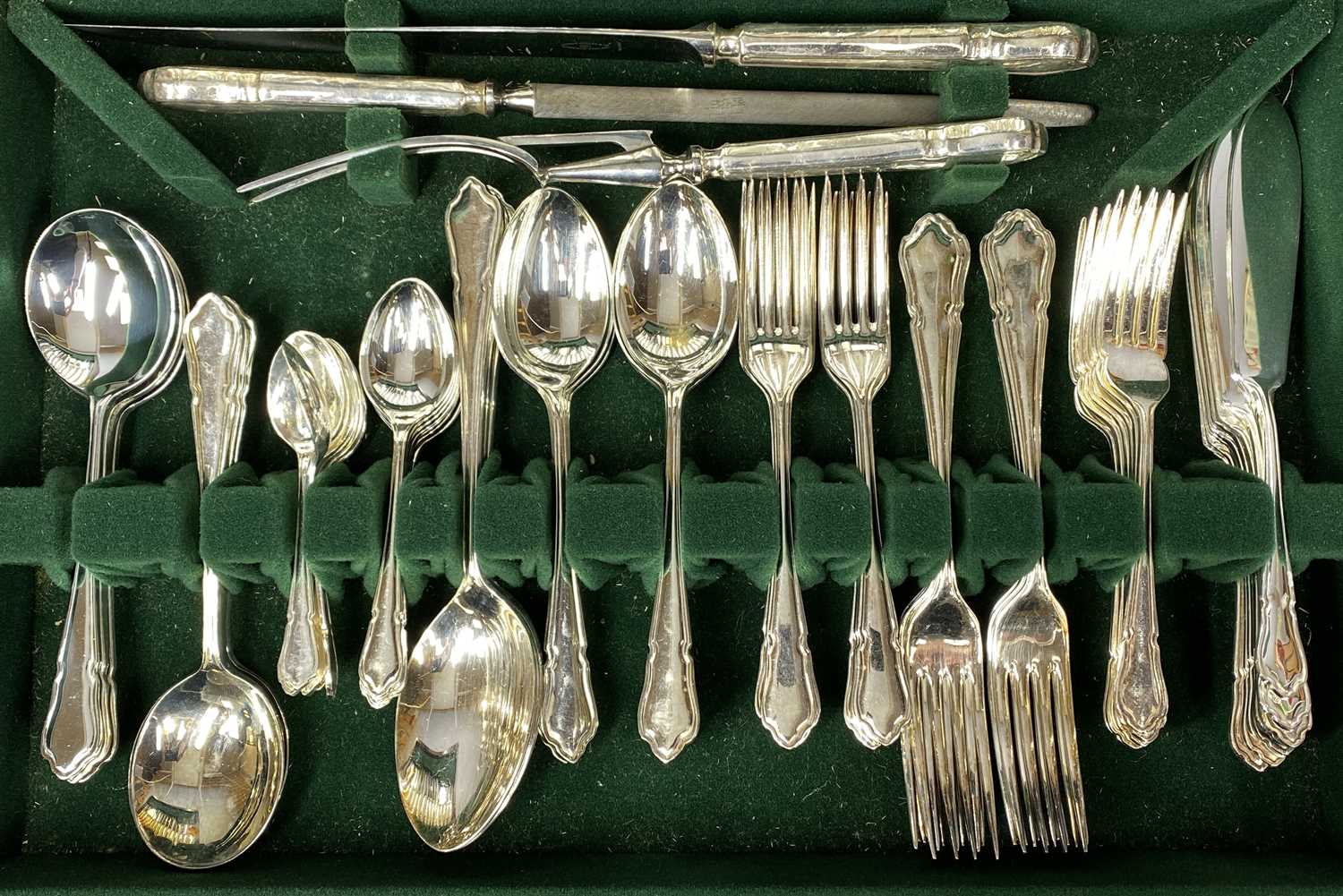 87 PIECE GEORGE BUTLER & CO CASED CANTEEN OF EPNS CUTLERY Provenance: private collection West - Image 2 of 4