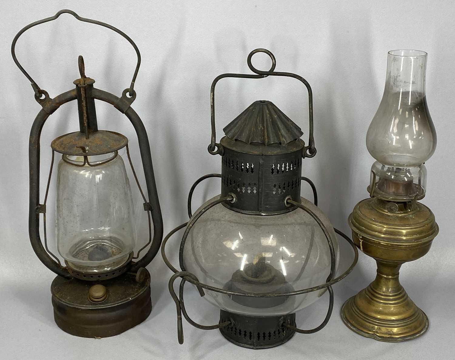 VINTAGE & LATER LIGHTING & ACCESSORIES, a vintage Veritas storm lantern with glass shade, 40cms (h), - Image 2 of 3