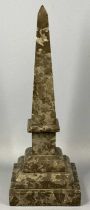 VINTAGE MARBLE OBELISK grey/brown, 45cms h