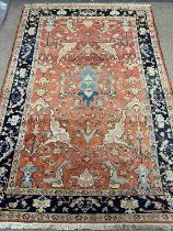 PERSIAN RED GROUND RUG, geometric border, 260 x 182cms Provenance: deceased estate Conwy