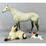 BESWICK AND ROYAL DOULTON ANIMAL FIGURINES, comprising, large Beswick dappled grey horse, 28 (h) x