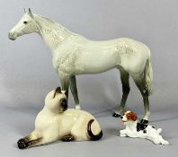 BESWICK AND ROYAL DOULTON ANIMAL FIGURINES, comprising, large Beswick dappled grey horse, 28 (h) x