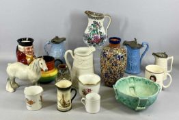 QUANTITY OF MIXED CERAMICS, including a Beswick dapple grey shire horse with yellow plaited mane,
