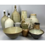 GROUP OF ELEVEN PIECES OF STUDIO POTTERY, makers including Stephen Llewellyn, John Leach Mucheleney,