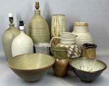 GROUP OF ELEVEN PIECES OF STUDIO POTTERY, makers including Stephen Llewellyn, John Leach Mucheleney,