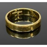 18CT WELSH GOLD WEDDING BAND, size M, 3.7gms Provenance: private collection Conwy
