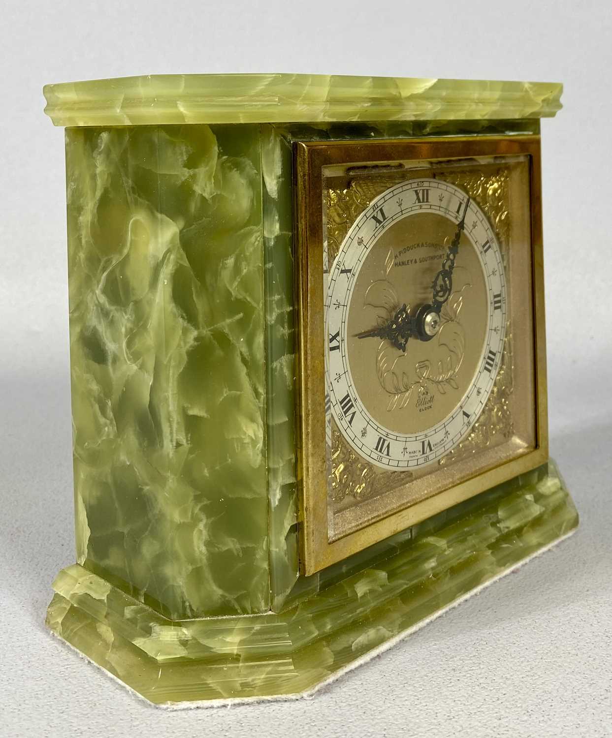 ELLIOTT ONYX CASED MANTEL CLOCK, the dial marked H Pidduck & Sons. Hanley and Southport, silvered - Image 2 of 4