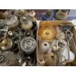 LARGE COLLECTION OF OIL LAMPS & SPARES INCLUDING SHADES Provenance: deceased estate Conwy