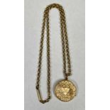 EDWARD VII 9CT GOLD CIRUCLAR LOCKET ON FILED BELCHER LINK NECKALCE, the pendant with foliate chasing