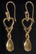 CLOGAU WELSH 9CT GOLD PAIR OF LOVESPOON EARRINGS, 3.75cms (l), 1.6gms (gross) Provenance: private
