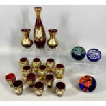 VARIOUS GLASSWARE, including Czech-Bohemian gilded and painted vases a pair, 10cms (h), taller