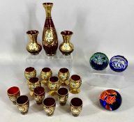 VARIOUS GLASSWARE, including Czech-Bohemian gilded and painted vases a pair, 10cms (h), taller