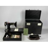 221K SINGER PORTABLE ELECTRIC SEWING MACHINE, original foot pedal, original case, instruction