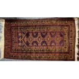 PERSIAN RED & BLUE GROUND HANDMADE WOOL RUG, 160 x 92cms Provenance: deceased estate Conwy