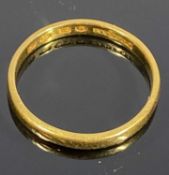 22CT GOLD WEDDING BAND, size M, London 1955, 2.4gms Provenance: private collection Conwy