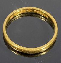 22CT GOLD WEDDING BAND, size M, London 1955, 2.4gms Provenance: private collection Conwy