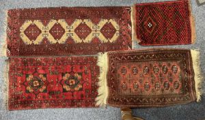 GROUP OF SEVEN VARIOUS HANDMADE WOOL RUGS/PRAYER MATS, the largest 120 x 85cms  Provenance: deceased