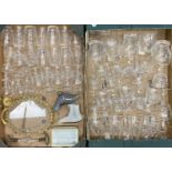 CUT AND OTHER DRINKING GLASSWARE, ornamental glassware, gilt framed dressing table glassware etc,