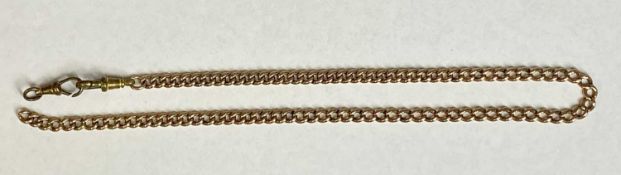 9CT GOLD CURB LINK ALBERT WITH BASE METAL CLIPS, chain links individually stamped, 41cms (l) not