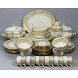 WEDGWOOD GOLD FLORENTINE COFFEE SET & PART DINNER SERVICE, 52 pieces to include coffee pot, milk jug