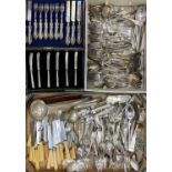 GOOD MIXED QUANTITY OF VICTORIAN & LATER CUTLERY, in two boxes Provenance: private collection Conwy