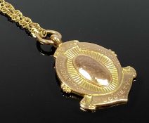 VICTORIAN 9CT GOLD WINNERS MEDALLION on a later triple trace link 9ct necklace, the medallion marked