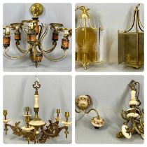 COLLECTION OF VINTAGE & MODERN CEILING CHANDELIERS/LANTERN LIGHTS, 75 (h) x 65cms (across) the