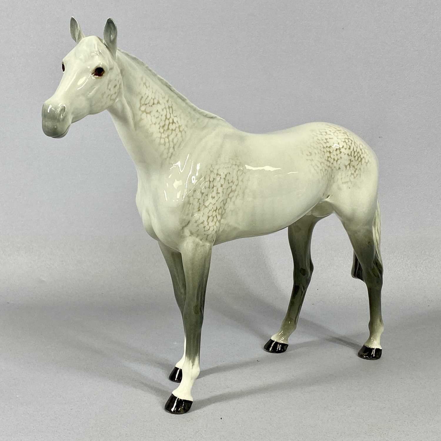 BESWICK AND ROYAL DOULTON ANIMAL FIGURINES, comprising, large Beswick dappled grey horse, 28 (h) x - Image 3 of 5