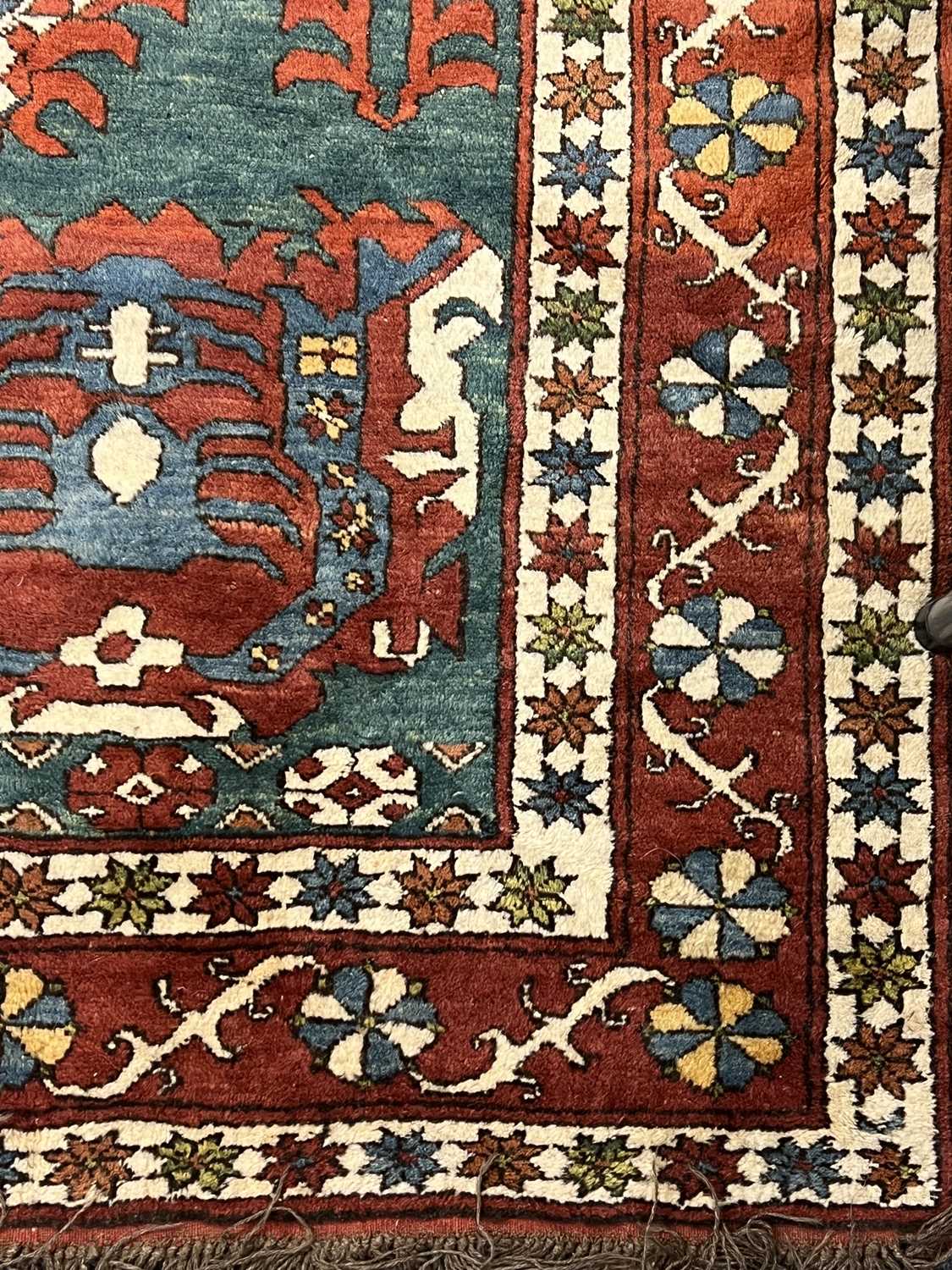 AFGHAN BLUE & RED GROUND HANDMADE WOOL RUG, 180 x 164cms Provenance: deceased estate Conwy - Image 3 of 3