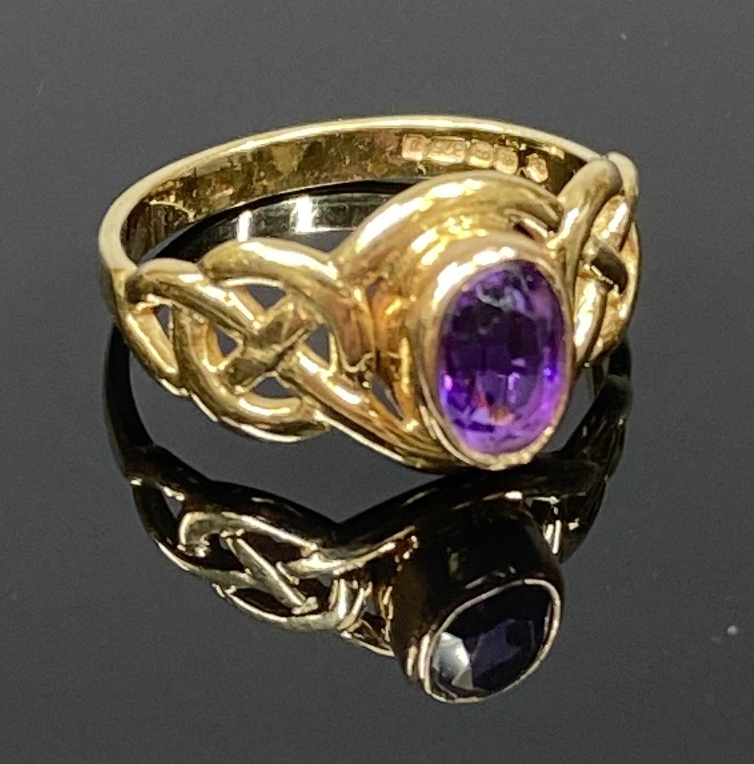 TWO 9CT GOLD RINGS comprising a Clogau Gold and amethyst ring, size L, 2.6gms, original box and a - Image 3 of 4
