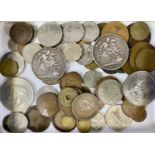 SMALL MIXED COLLECTION OF BRITISH & CONTINENTAL COINAGE, to include George IV silver crown, 1821,