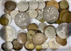 SMALL MIXED COLLECTION OF BRITISH & CONTINENTAL COINAGE, to include George IV silver crown, 1821,