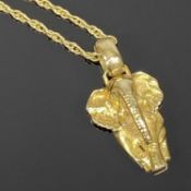 9CT GOLD ELEPHANT PENDANT NECKLACE, 3cms (l) including jump ring the pendant, 25.5cms (overall), 7.