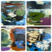 ‡ MICHAEL HUNT (20th Century British School) nine abstract oils on canvas - titled verso 'Y Berwyn',