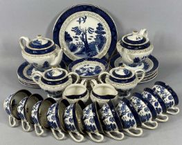 NIKKO IRONSTONE DOUBLE PHOENIX BLUE & WHITE TEAWARE, to include two teapots and covers, (42 x items)