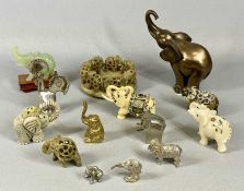 ORNAMENTAL ELEPHANT & OTHER ANIMAL COLLECTION, in various metals and other compositions, 14