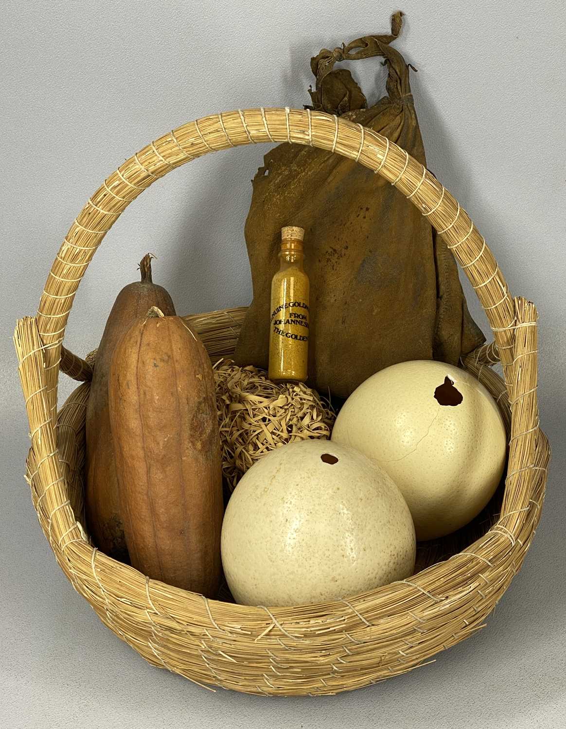 GROUP OF ETHNOGRAPHIC ITEMS, including Kalahari Bushman Curios? with two ostrich eggs, - Image 4 of 4