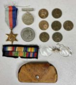 UNMARKED WORLD WAR II MEDALS PAIR & MIXED COLLECTABLES, comprising a 1780-1880 centenary Sunday