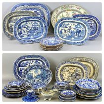 LARGE COLLECTION OF 19TH CENTURY BLUE & WHITE TRANSFER DECORATED CERAMICS, including a large