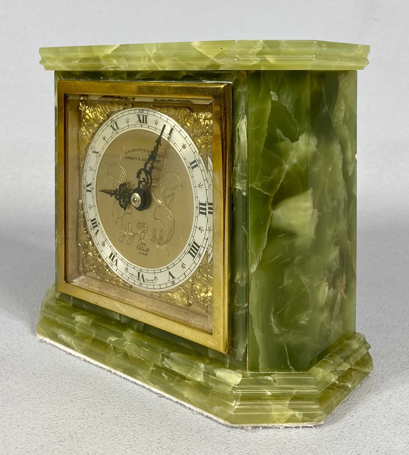 ELLIOTT ONYX CASED MANTEL CLOCK, the dial marked H Pidduck & Sons. Hanley and Southport, silvered - Image 3 of 4