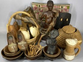 GROUP OF ETHNOGRAPHIC ITEMS, including Kalahari Bushman Curios? with two ostrich eggs,