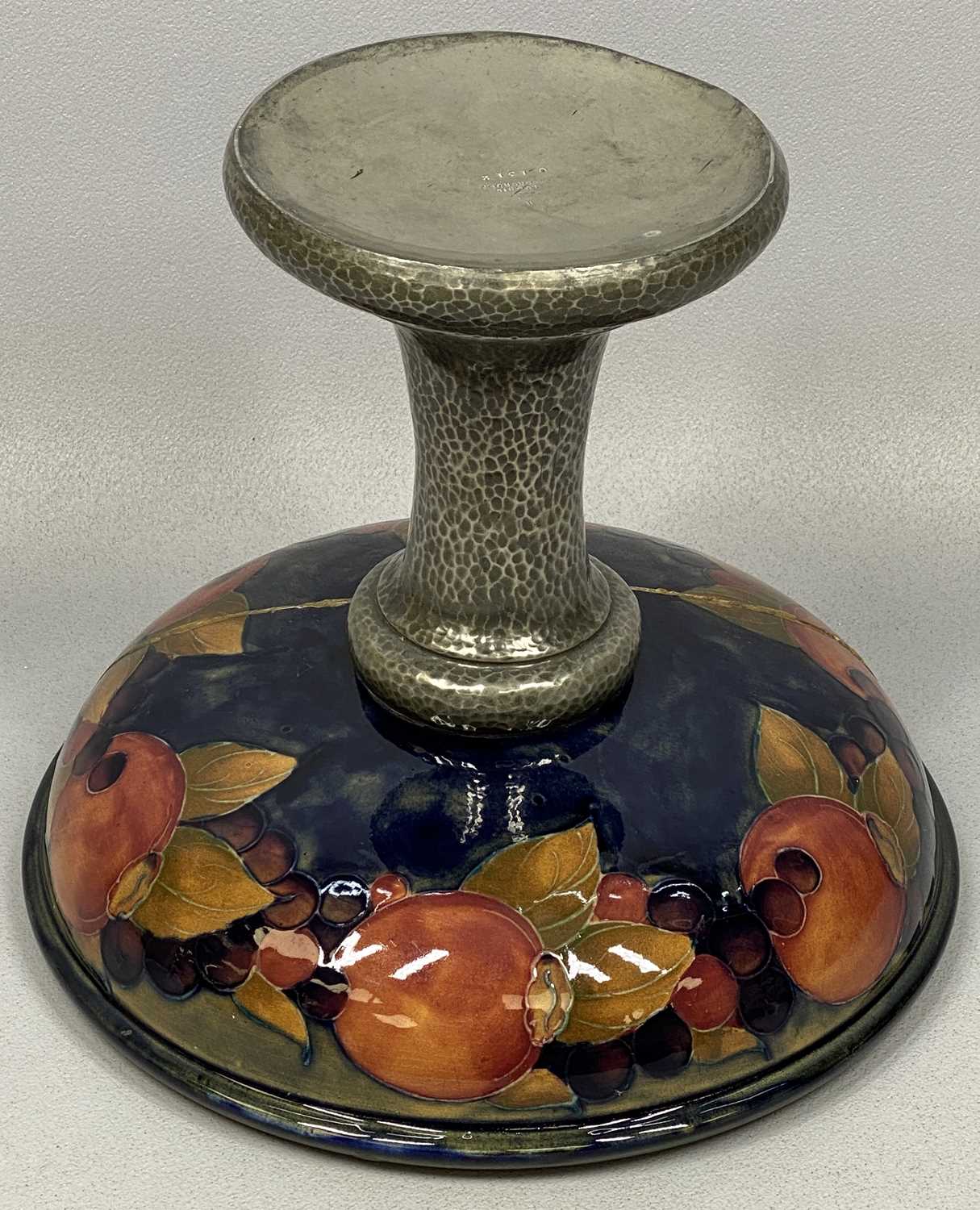 MOORCROFT POMEGRANATE FRUIT COMPORT ON TUDRIC HAMMERED PEWTER STAND, no. 01312, 22 (h) x 25.5cms ( - Image 3 of 3