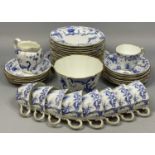 ROYAL CROWN DERBY BLUE & WHITE TEA SERVICE for six persons, 23 pieces Provenance: private collection