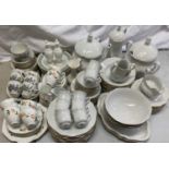 CZECHOSLOVAKIAN EXTENSIVE DINNER & TEA SERVICE, for eight persons, white glazed with gilded rim