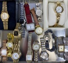 SIXTEEN LADIES MAINLY BRACELET WRISTWATCHES, various makers including Sekonda, Anne Klein, Carter,